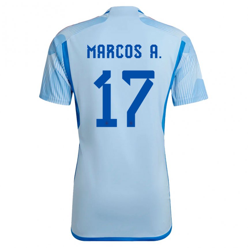 Kinder Spanische Marcos Alonso #17 Himmelblau Auswärtstrikot Trikot 22-24 T-shirt Belgien