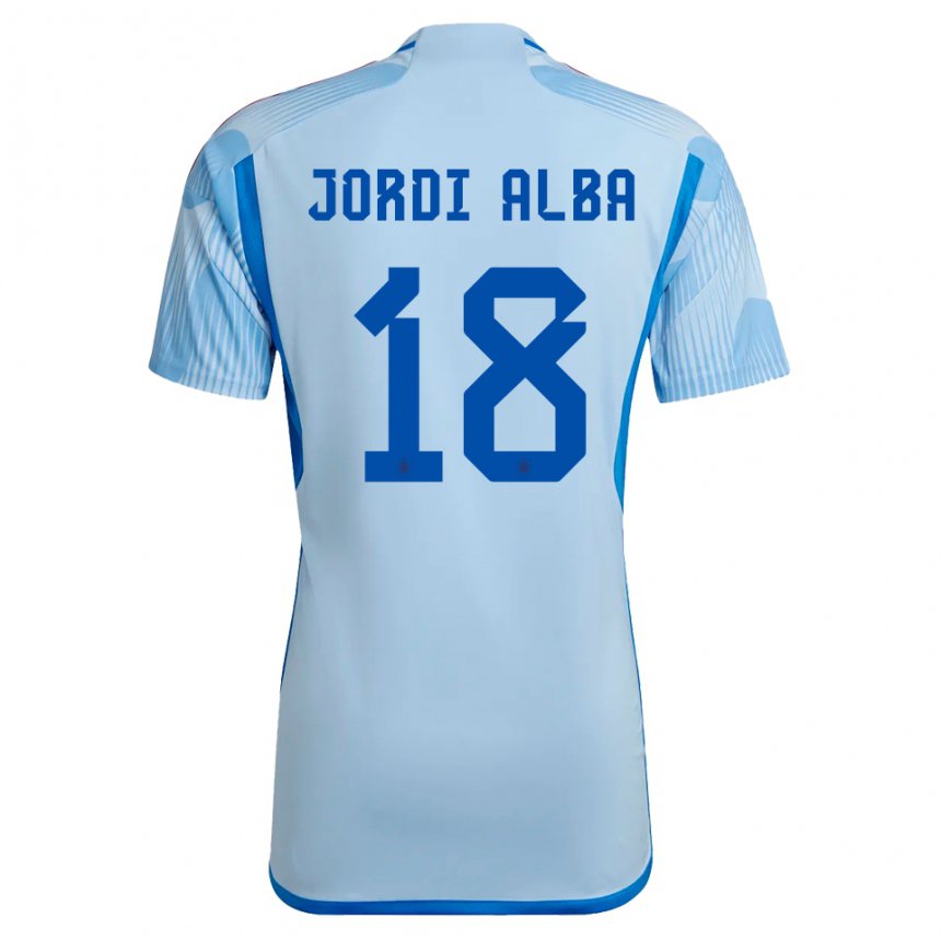 Kinder Spanische Jordi Alba #18 Himmelblau Auswärtstrikot Trikot 22-24 T-shirt Belgien