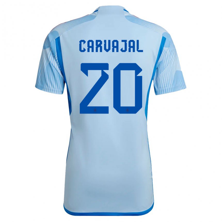 Kinder Spanische Daniel Carvajal #20 Himmelblau Auswärtstrikot Trikot 22-24 T-shirt Belgien