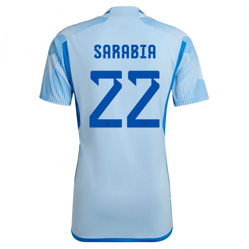 Kinder Spanische Pablo Sarabia #22 Himmelblau Auswärtstrikot Trikot 22-24 T-shirt Belgien