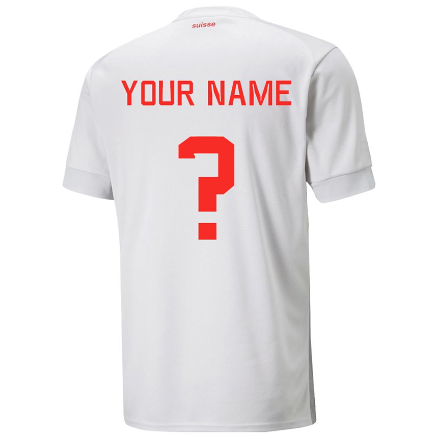 Enfant Maillot Suisse Votre Nom #0 Blanc Tenues Extérieur 22-24 T-shirt Belgique