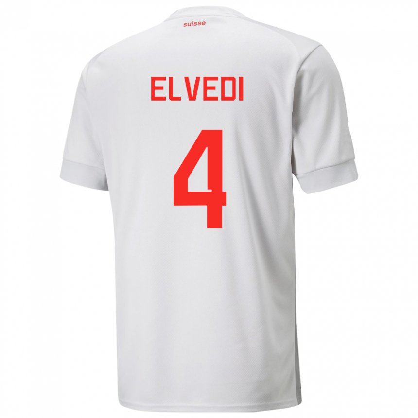 Kinder Schweizer Nico Elvedi #4 Weiß Auswärtstrikot Trikot 22-24 T-shirt Belgien