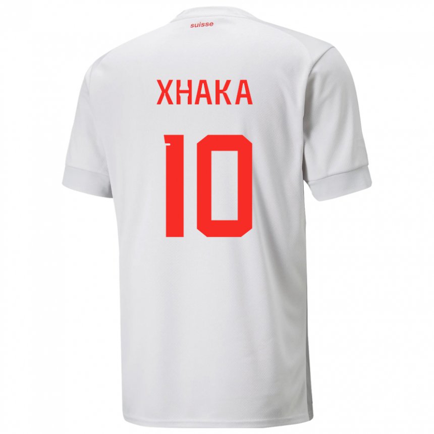 Kinder Schweizer Granit Xhaka #10 Weiß Auswärtstrikot Trikot 22-24 T-shirt Belgien