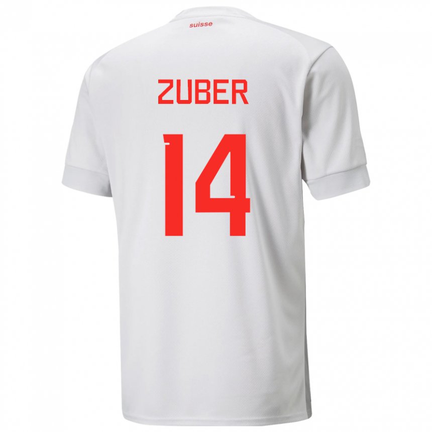 Enfant Maillot Suisse Steven Zuber #14 Blanc Tenues Extérieur 22-24 T-shirt Belgique