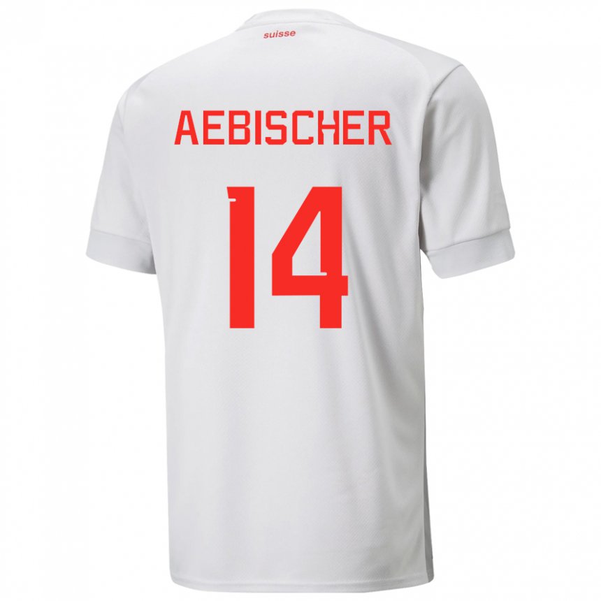 Kinder Schweizer Michel Aebischer #14 Weiß Auswärtstrikot Trikot 22-24 T-shirt Belgien