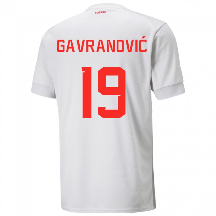Kinder Schweizer Mario Gavranovic #19 Weiß Auswärtstrikot Trikot 22-24 T-shirt Belgien
