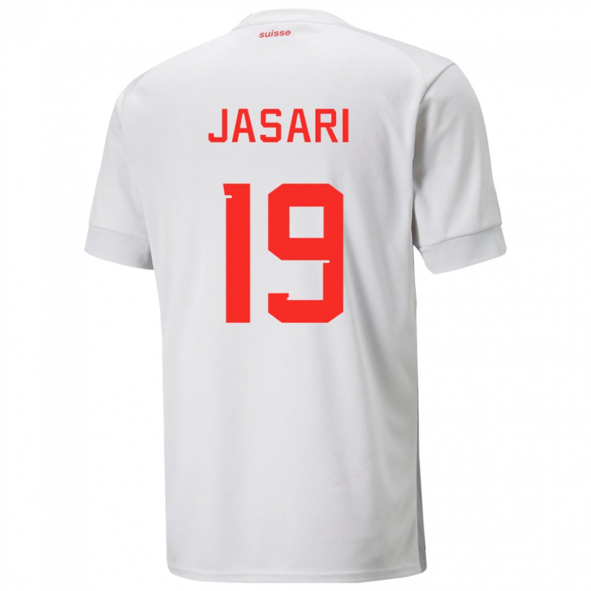 Kinder Schweizer Ardon Jasari #19 Weiß Auswärtstrikot Trikot 22-24 T-shirt Belgien