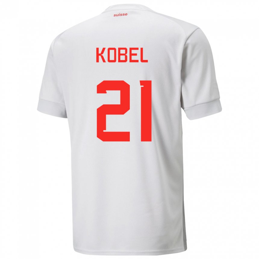 Kinder Schweizer Gregor Kobel #21 Weiß Auswärtstrikot Trikot 22-24 T-shirt Belgien