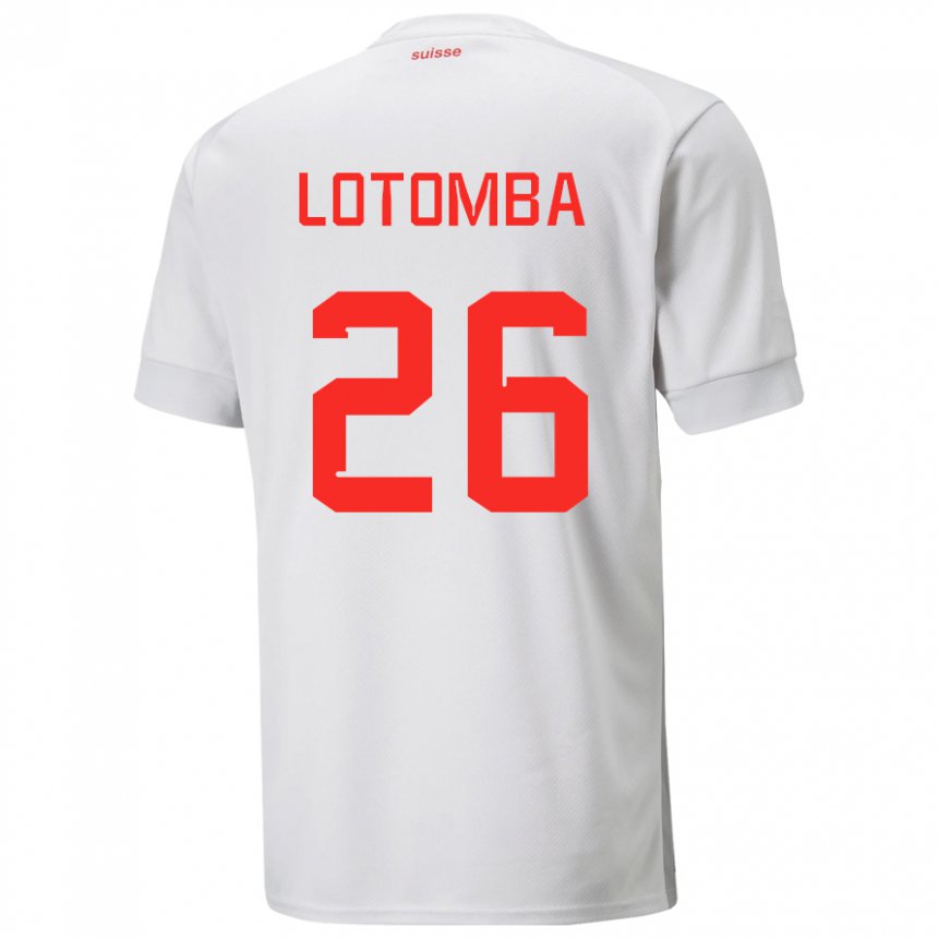 Kinder Schweizer Jordan Lotomba #26 Weiß Auswärtstrikot Trikot 22-24 T-shirt Belgien