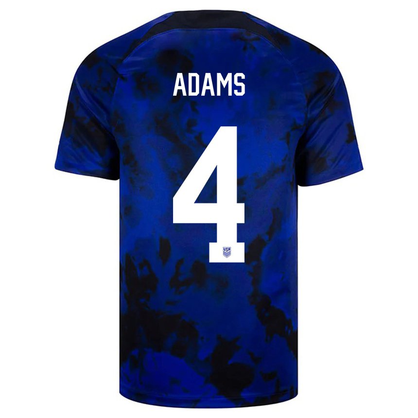 Kinder Us-amerikanische Tyler Adams #4 Königsblau Auswärtstrikot Trikot 22-24 T-shirt Belgien