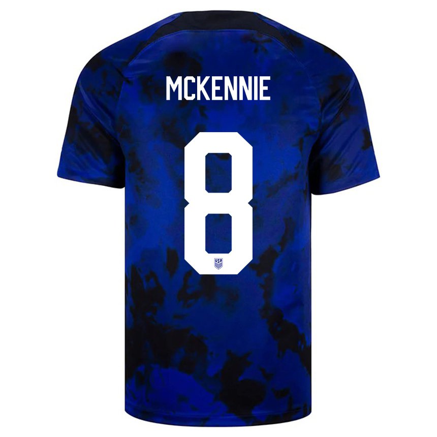 Kinder Us-amerikanische Weston Mckennie #8 Königsblau Auswärtstrikot Trikot 22-24 T-shirt Belgien
