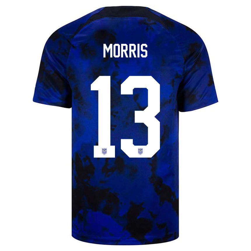 Kinder Us-amerikanische Jordan Morris #13 Königsblau Auswärtstrikot Trikot 22-24 T-shirt Belgien