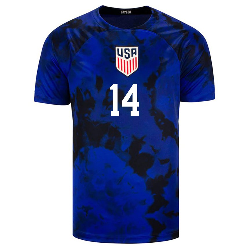 Kinder Us-amerikanische Luca De La Torre #14 Königsblau Auswärtstrikot Trikot 22-24 T-shirt Belgien