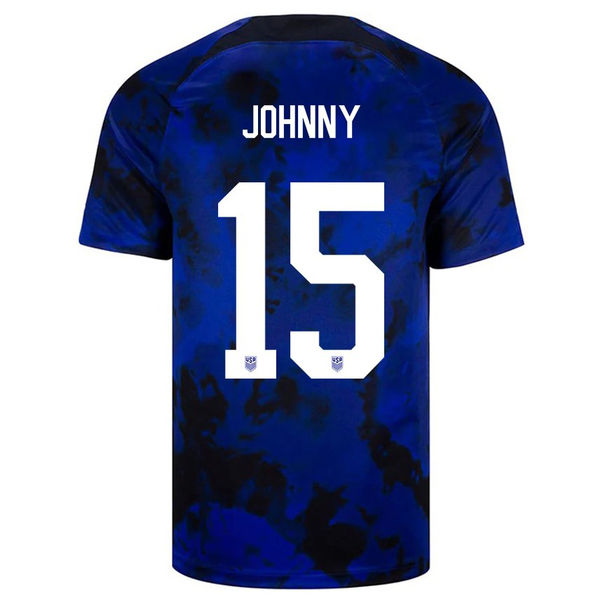Kinder Us-amerikanische Johnny #15 Königsblau Auswärtstrikot Trikot 22-24 T-shirt Belgien