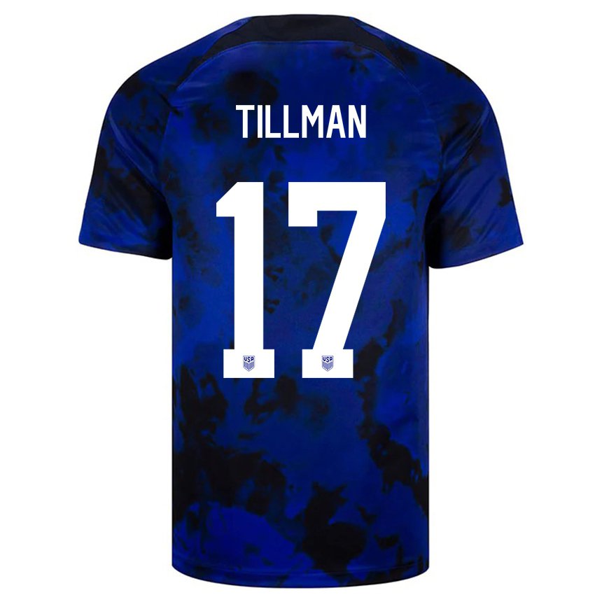 Enfant Maillot États-unis Malik Tillman #17 Bleu Royal Tenues Extérieur 22-24 T-shirt Belgique