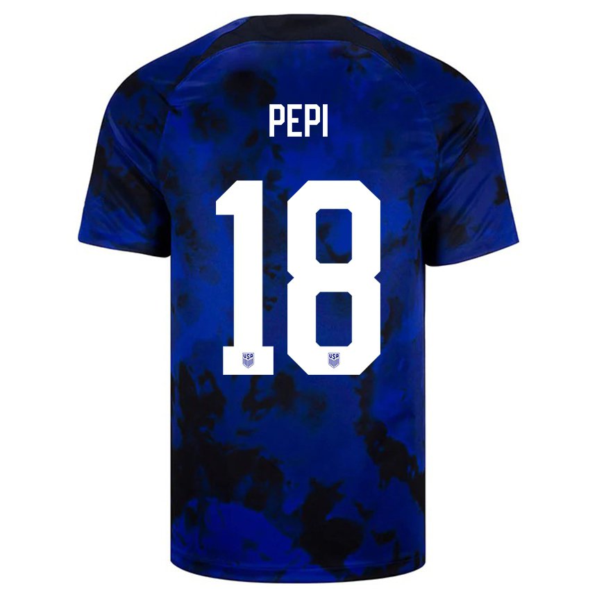 Enfant Maillot États-unis Ricardo Pepi #18 Bleu Royal Tenues Extérieur 22-24 T-shirt Belgique