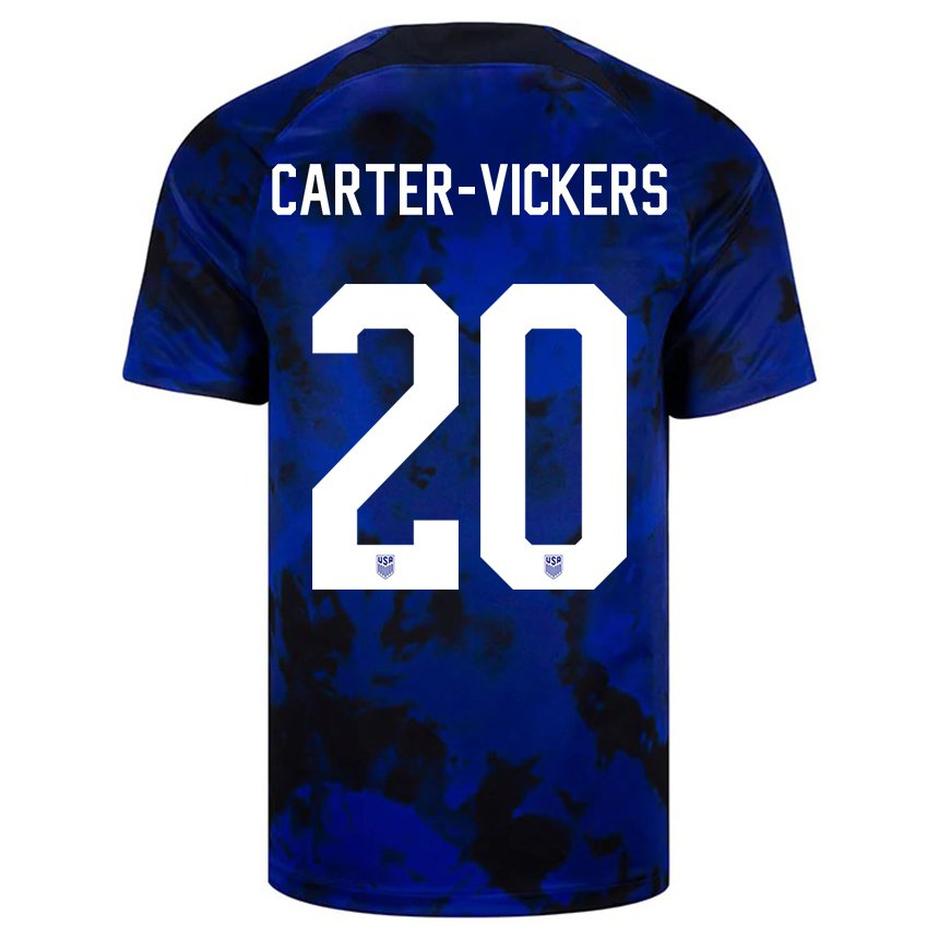 Kinder Us-amerikanische Cameron Carter-vickers #20 Königsblau Auswärtstrikot Trikot 22-24 T-shirt Belgien