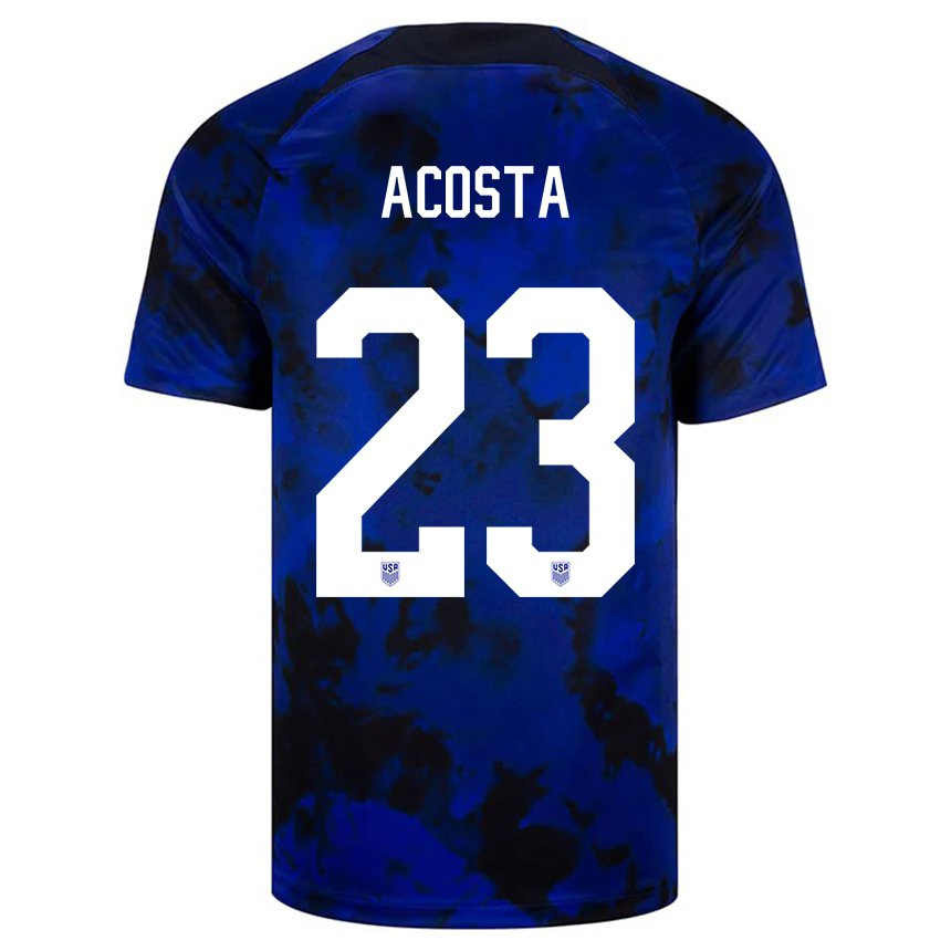 Kinder Us-amerikanische Kellyn Acosta #23 Königsblau Auswärtstrikot Trikot 22-24 T-shirt Belgien
