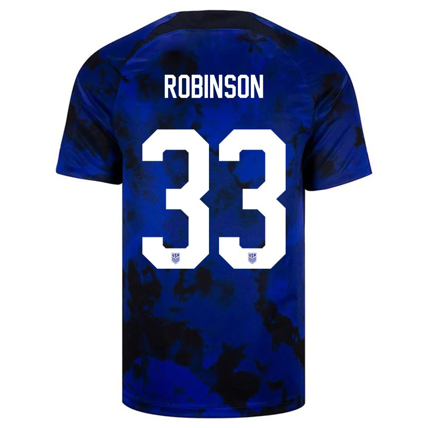 Kinder Us-amerikanische Antonee Robinson #33 Königsblau Auswärtstrikot Trikot 22-24 T-shirt Belgien