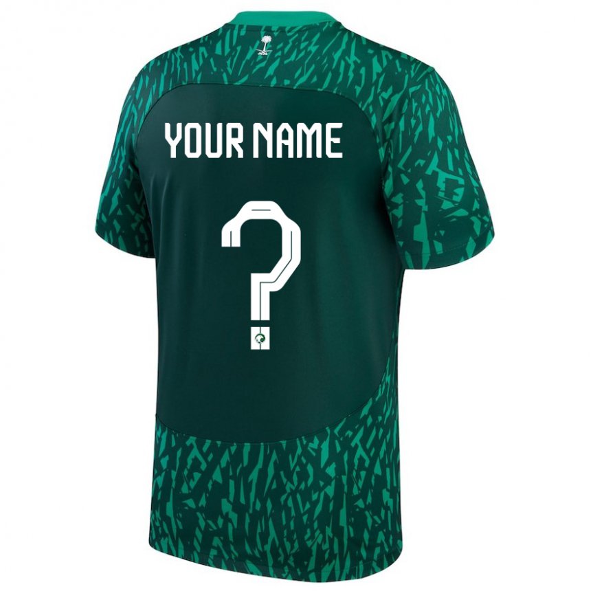 Enfant Maillot Arabie Saoudite Votre Nom #0 Vert Foncé Tenues Extérieur 22-24 T-shirt Belgique