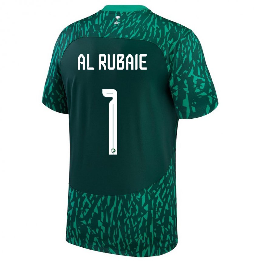 Enfant Maillot Arabie Saoudite Mohammed Al Rubaie #1 Vert Foncé Tenues Extérieur 22-24 T-shirt Belgique