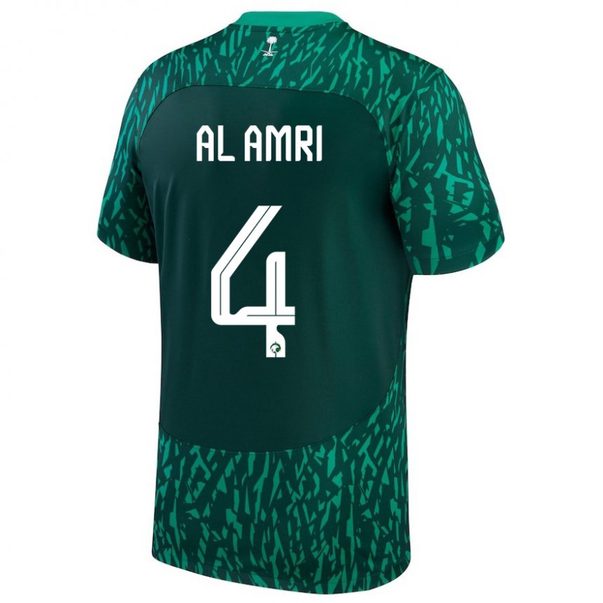 Enfant Maillot Arabie Saoudite Abdulelah Al Amri #4 Vert Foncé Tenues Extérieur 22-24 T-shirt Belgique