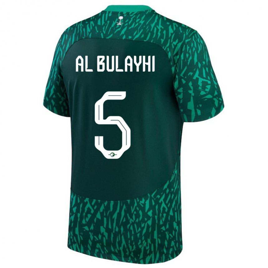 Kinder Saudi-arabische Ali Al Bulayhi #5 Dunkelgrün Auswärtstrikot Trikot 22-24 T-shirt Belgien