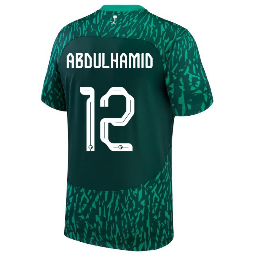 Enfant Maillot Arabie Saoudite Saud Abdulhamid #12 Vert Foncé Tenues Extérieur 22-24 T-shirt Belgique