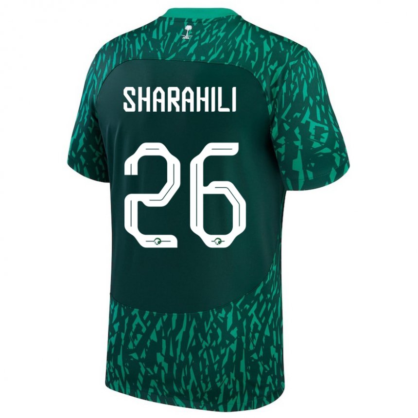 Enfant Maillot Arabie Saoudite Riyadh Sharahili #26 Vert Foncé Tenues Extérieur 22-24 T-shirt Belgique