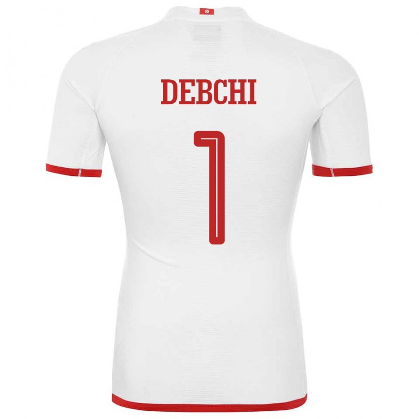 Enfant Maillot Tunisie Mohamed Sedki Debchi #1 Blanc Tenues Extérieur 22-24 T-shirt Belgique