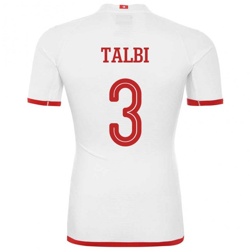 Enfant Maillot Tunisie Montassar Talbi #3 Blanc Tenues Extérieur 22-24 T-shirt Belgique