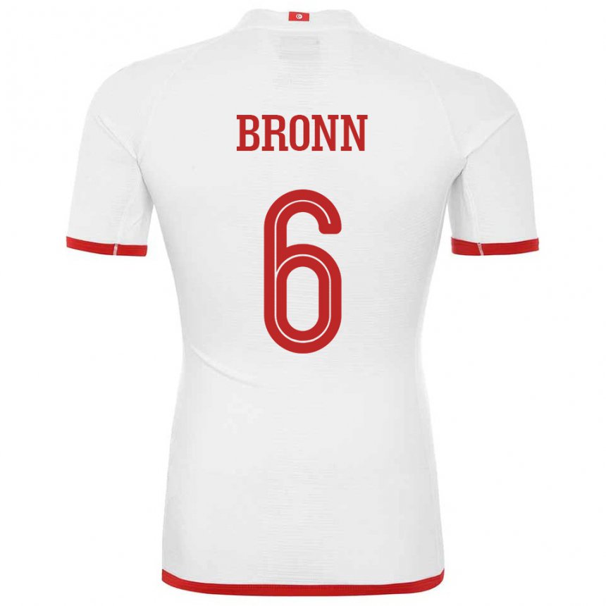 Enfant Maillot Tunisie Dylan Bronn #6 Blanc Tenues Extérieur 22-24 T-shirt Belgique
