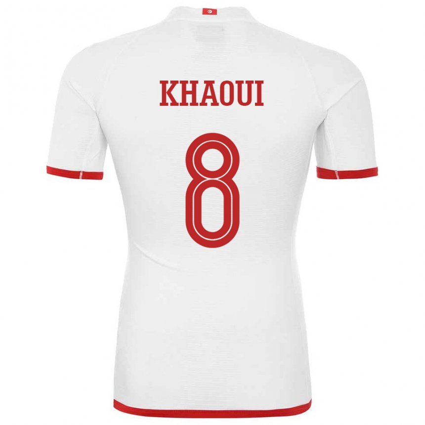 Enfant Maillot Tunisie Saif Eddine Khaoui #8 Blanc Tenues Extérieur 22-24 T-shirt Belgique