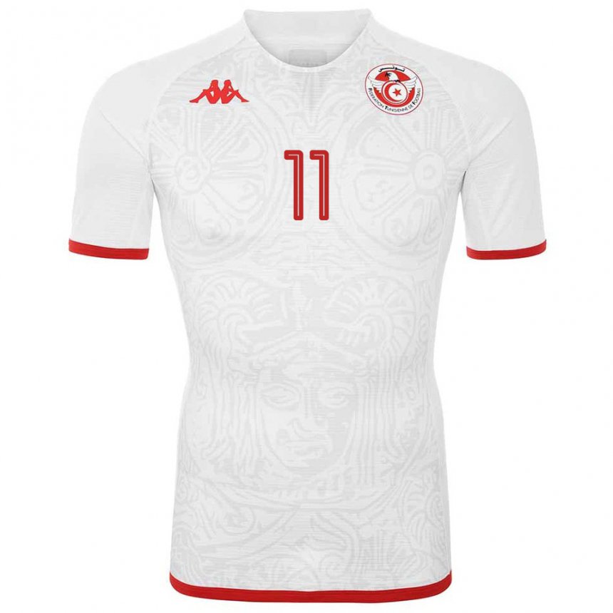 Kinder Tunesische Taha Yassine Khenissi #11 Weiß Auswärtstrikot Trikot 22-24 T-shirt Belgien