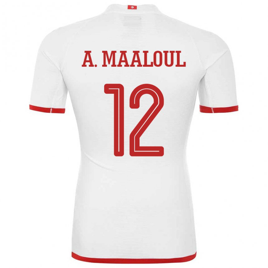 Kinder Tunesische Ali Maaloul #12 Weiß Auswärtstrikot Trikot 22-24 T-shirt Belgien