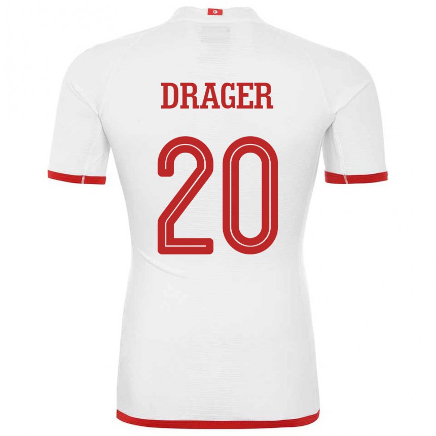 Kinder Tunesische Mohamed Drager #20 Weiß Auswärtstrikot Trikot 22-24 T-shirt Belgien