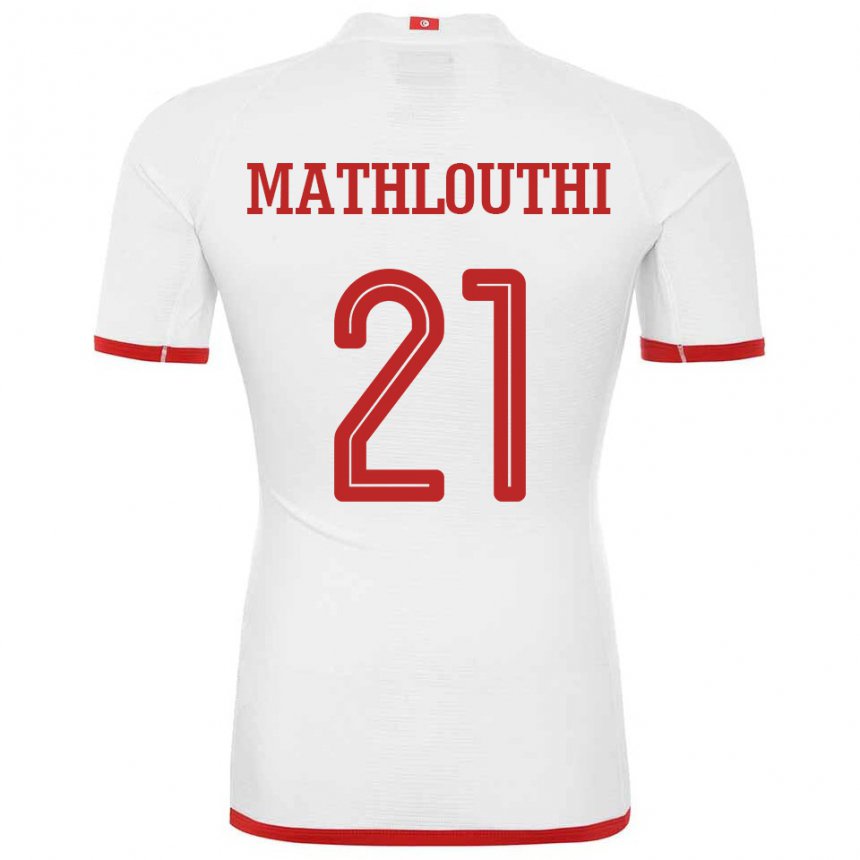 Enfant Maillot Tunisie Hamza Mathlouthi #21 Blanc Tenues Extérieur 22-24 T-shirt Belgique