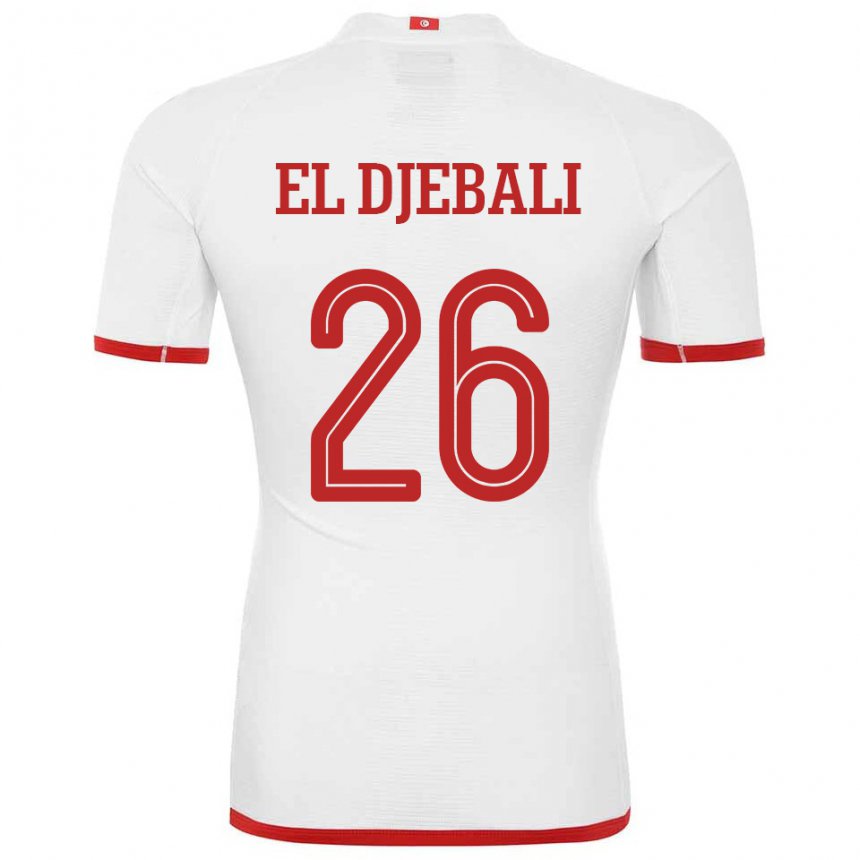 Enfant Maillot Tunisie Chaim El Djebali #26 Blanc Tenues Extérieur 22-24 T-shirt Belgique