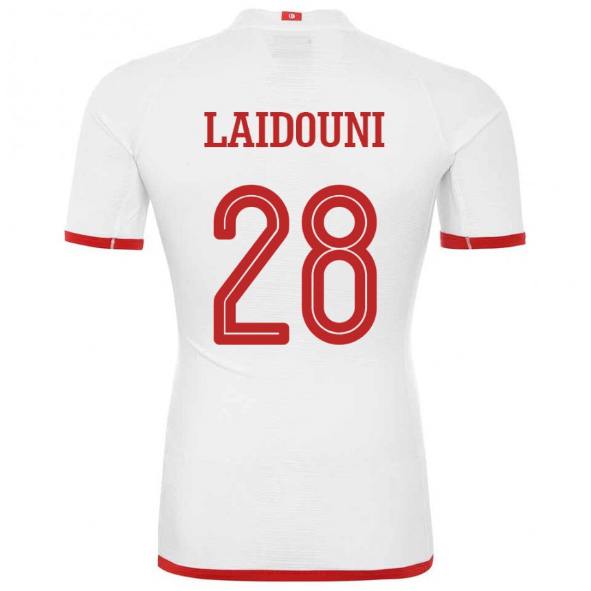 Enfant Maillot Tunisie Aissa Laidouni #28 Blanc Tenues Extérieur 22-24 T-shirt Belgique