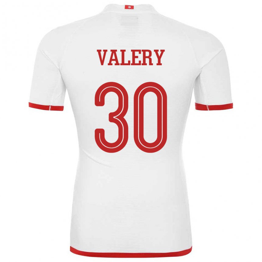 Enfant Maillot Tunisie Yann Valery #30 Blanc Tenues Extérieur 22-24 T-shirt Belgique