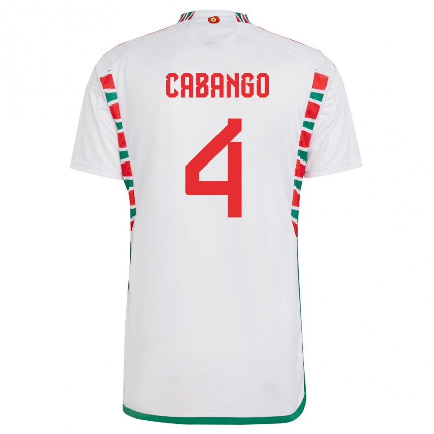 Kinder Walisische Ben Cabango #4 Weiß Auswärtstrikot Trikot 22-24 T-shirt Belgien