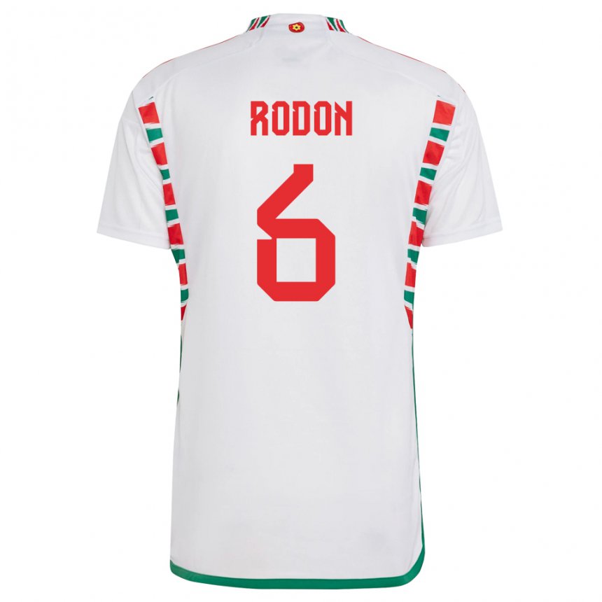Kinder Walisische Joe Rodon #6 Weiß Auswärtstrikot Trikot 22-24 T-shirt Belgien