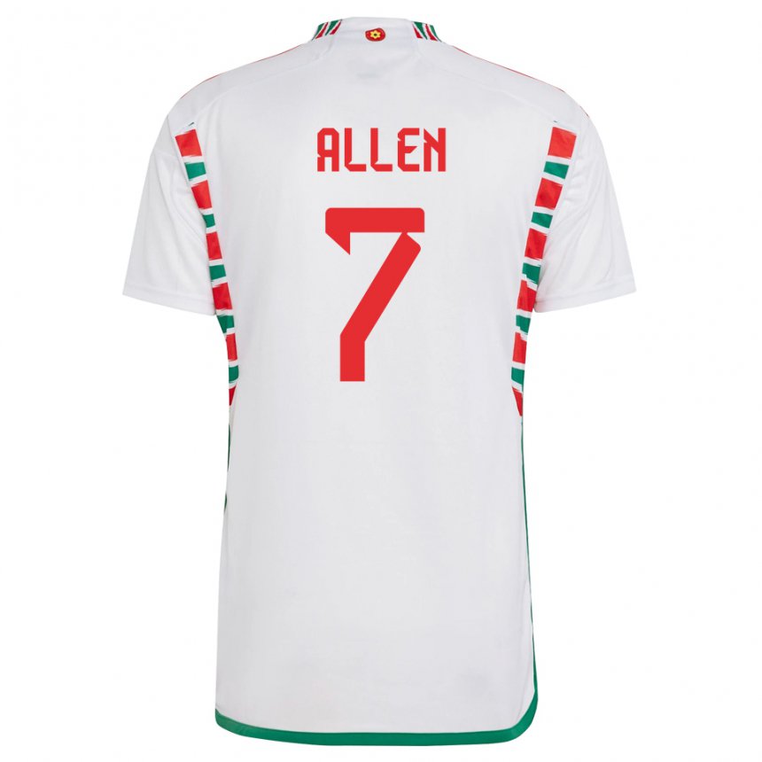 Kinder Walisische Joe Allen #7 Weiß Auswärtstrikot Trikot 22-24 T-shirt Belgien