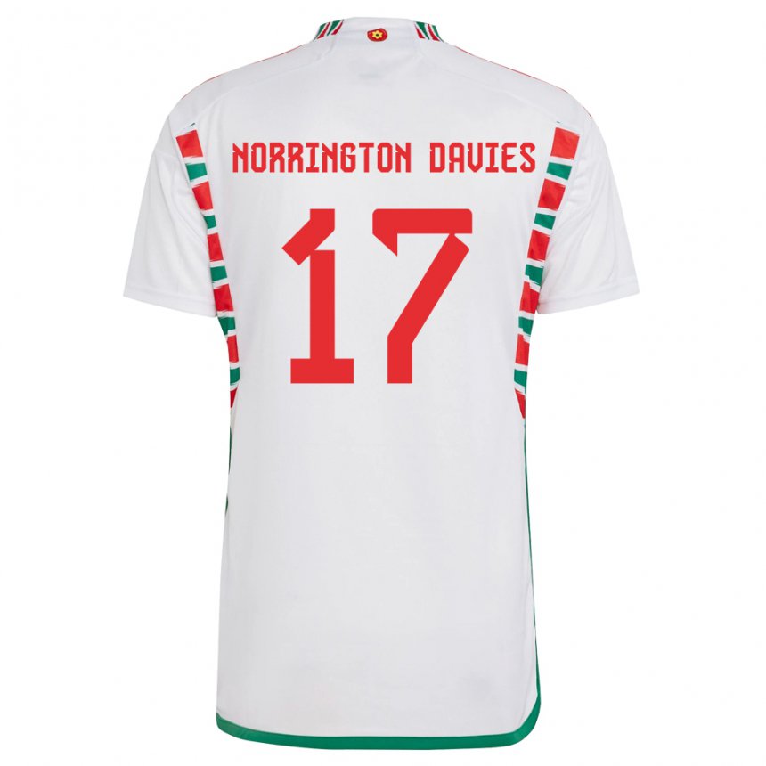 Kinder Walisische Rhys Norrington Davies #17 Weiß Auswärtstrikot Trikot 22-24 T-shirt Belgien