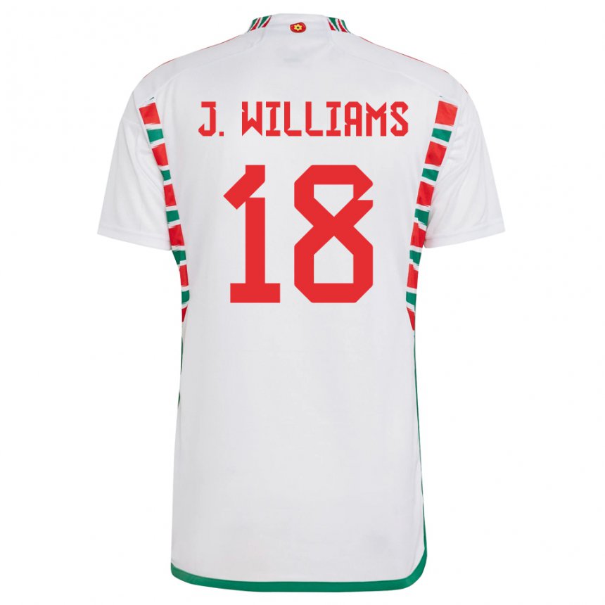 Kinder Walisische Jonathan Williams #18 Weiß Auswärtstrikot Trikot 22-24 T-shirt Belgien