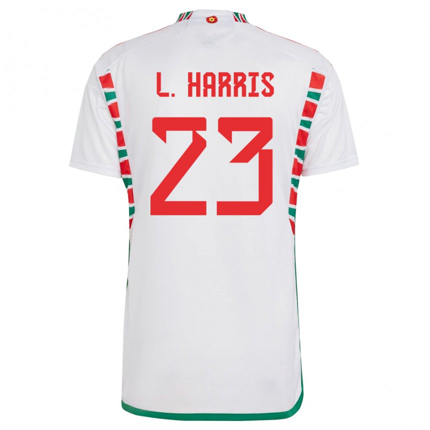 Kinder Walisische Luke Harris #23 Weiß Auswärtstrikot Trikot 22-24 T-shirt Belgien