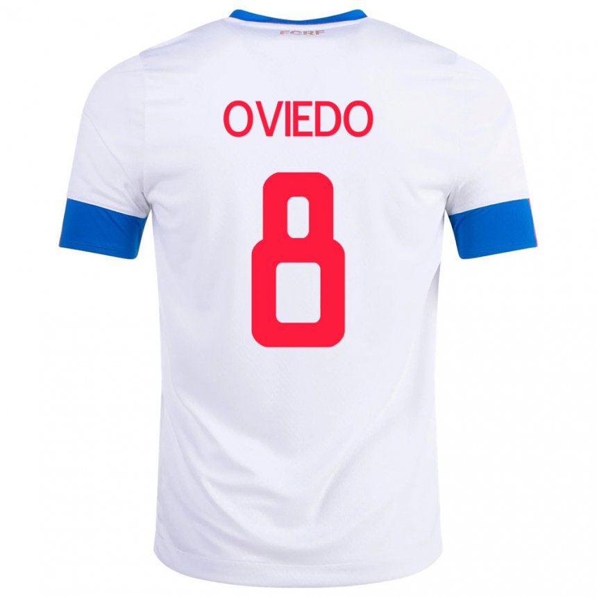 Kinder Costa-ricanische Bryan Oviedo #8 Weiß Auswärtstrikot Trikot 22-24 T-shirt Belgien