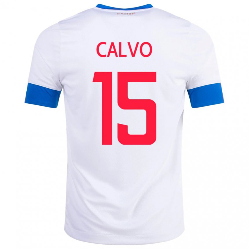 Kinder Costa-ricanische Francisco Calvo #15 Weiß Auswärtstrikot Trikot 22-24 T-shirt Belgien
