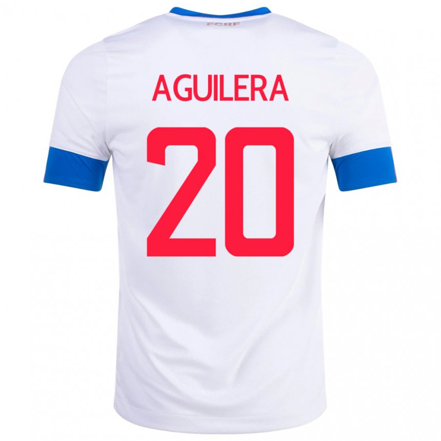 Kinder Costa-ricanische Brandon Aguilera #20 Weiß Auswärtstrikot Trikot 22-24 T-shirt Belgien