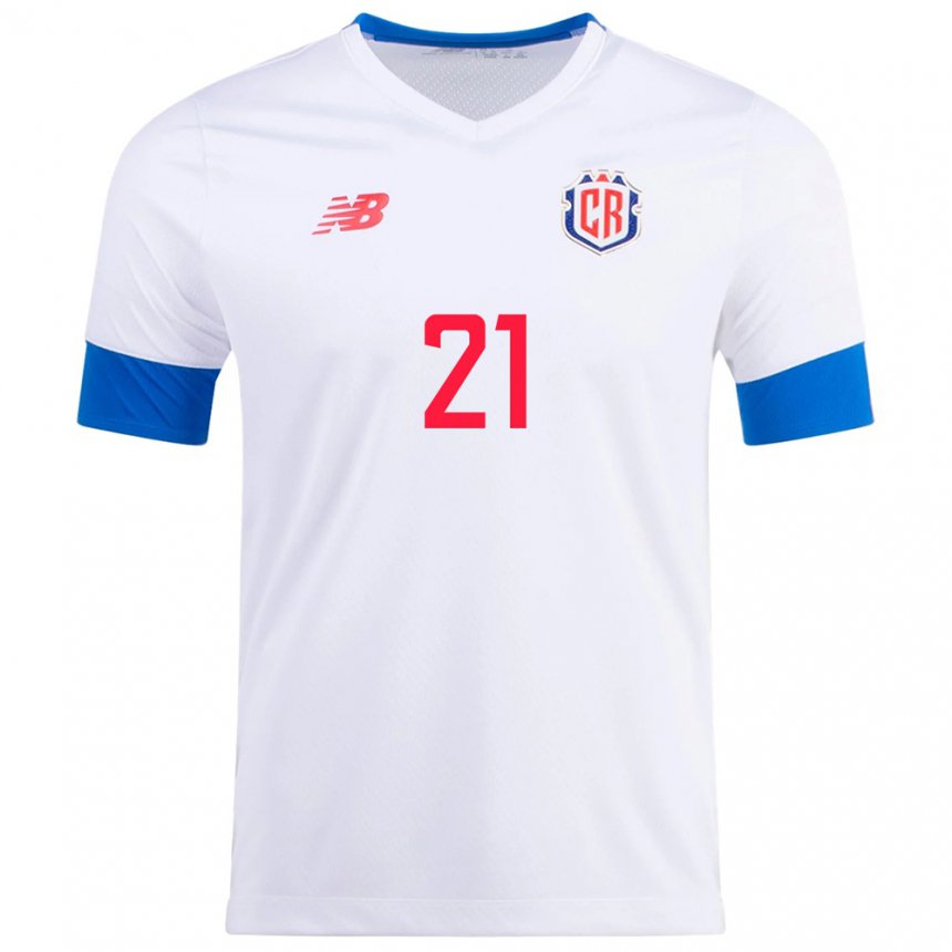 Kinder Costa-ricanische Carlos Mora #21 Weiß Auswärtstrikot Trikot 22-24 T-shirt Belgien